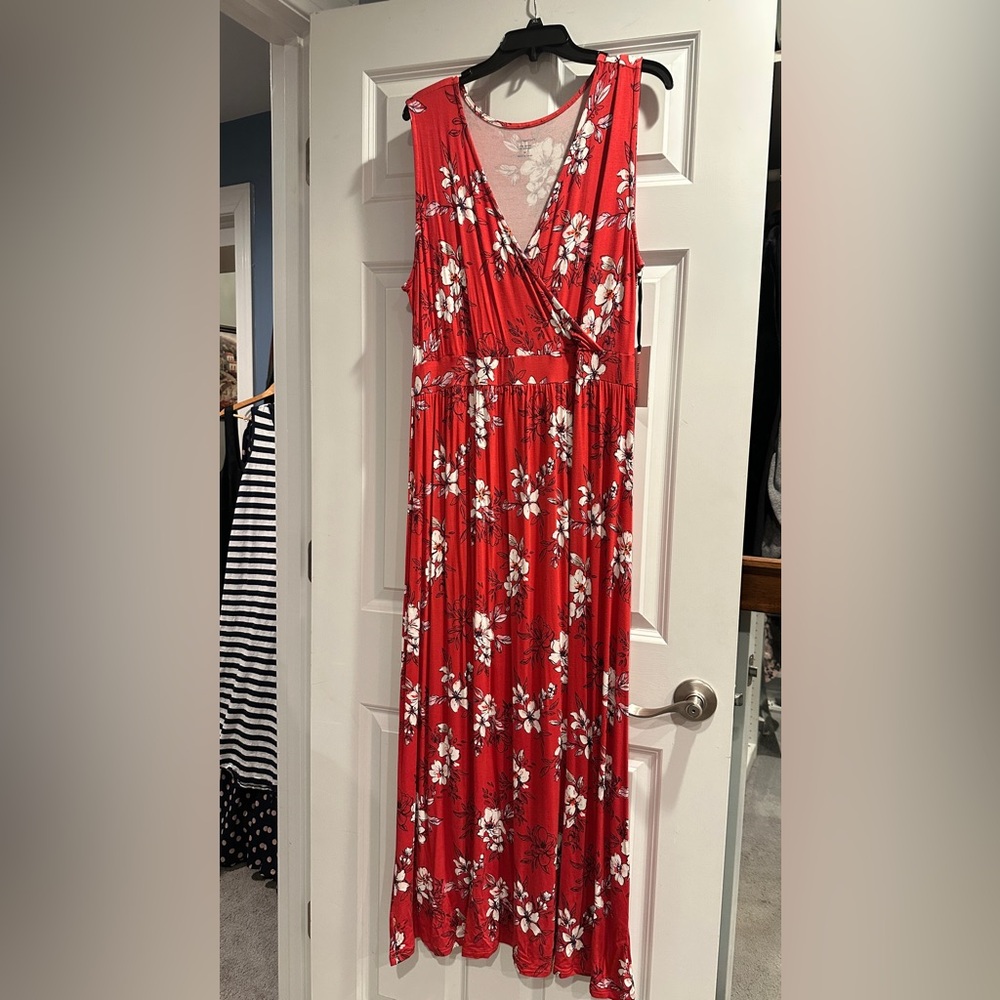 41 Hawthorn Red Floral Wrap Maxi Dress (Stitch Fix)